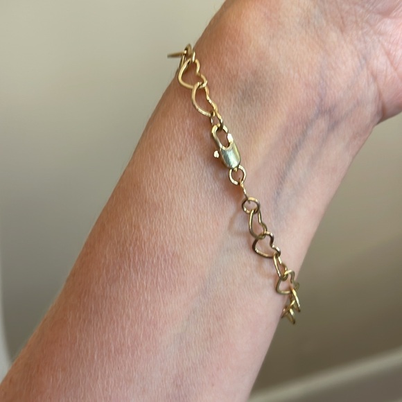 Vintage GHELLER Gold Filled 18 kt Gold Heart Link Bracelet 7 3/4” - Picture 10 of 14
